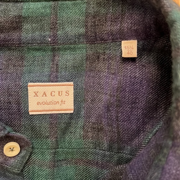 Xacus slim fit long sleeve plaid button down size 15 3/4 / 40. (M) - Picture 3 of 5